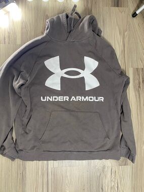 Under Armour Taupe Hoodie with White Logo